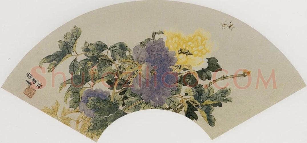 清 容祖椿 《牡丹图扇面》 书画作品