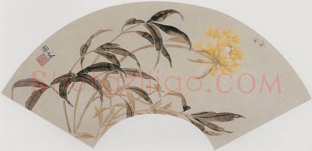 清 容祖椿 《芍药图扇面》 书画作品