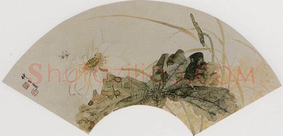 清 容祖椿 《荷花图扇面》 书画作品