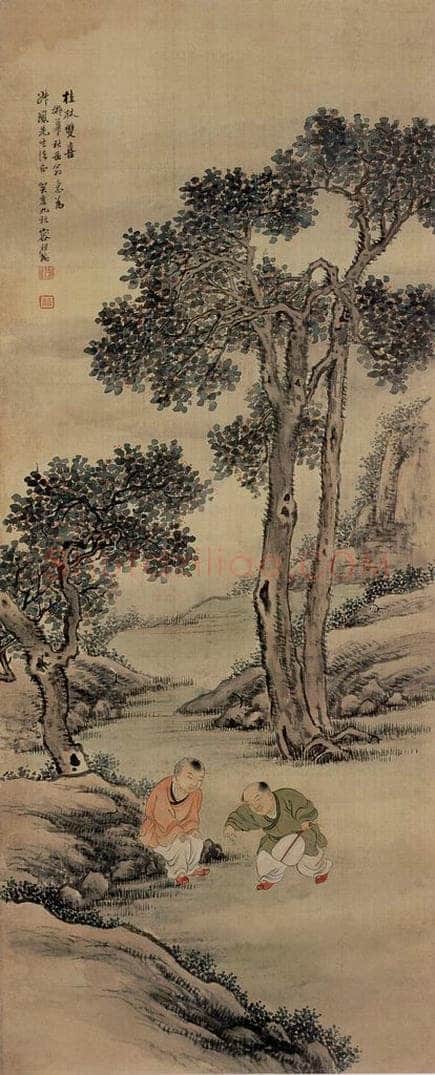 清 容祖椿 《桂林双喜图轴》 书画作品