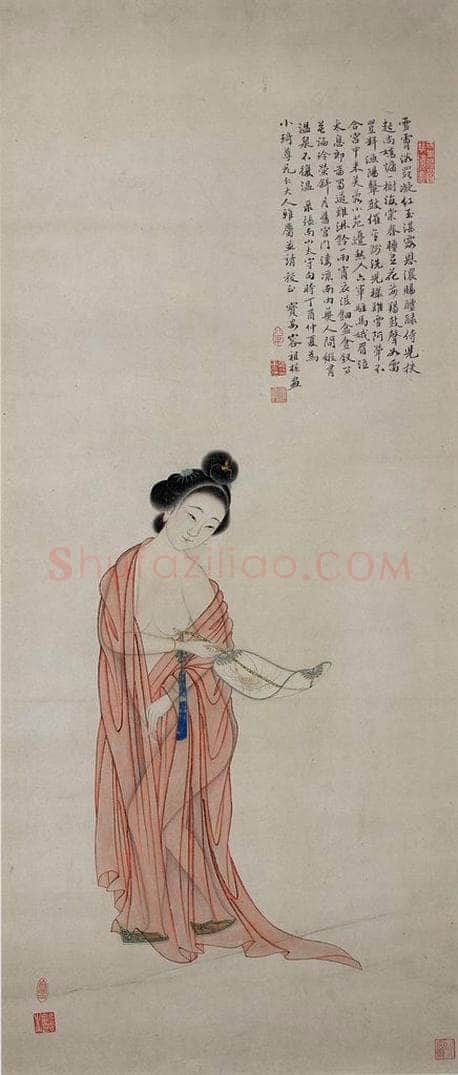 清 容祖椿 《贵妃出浴图轴》 书画作品