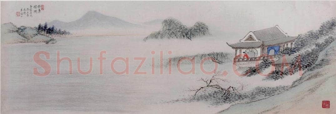 清 李凤廷 《卷帘楼图横幅》 书画作品