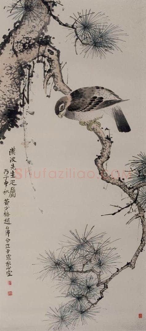 清 黄少梅 《松鹰图轴》 书画作品