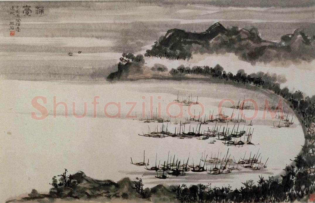 清 黄般若 《蒲台远眺图横幅》 书画作品