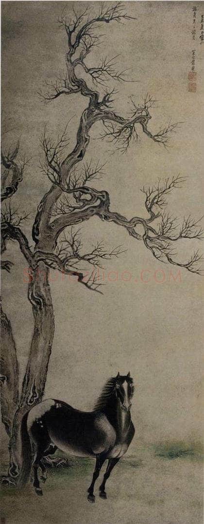 清 张穆 《马图轴》 书画作品
