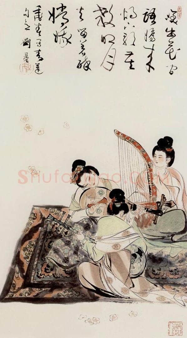  刘旦宅 唐人奏乐图 书画作品