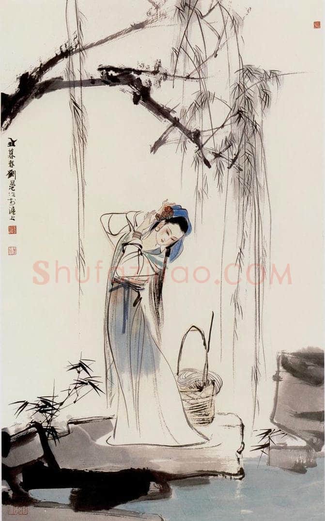  刘旦宅 柳荫仕女 书画作品