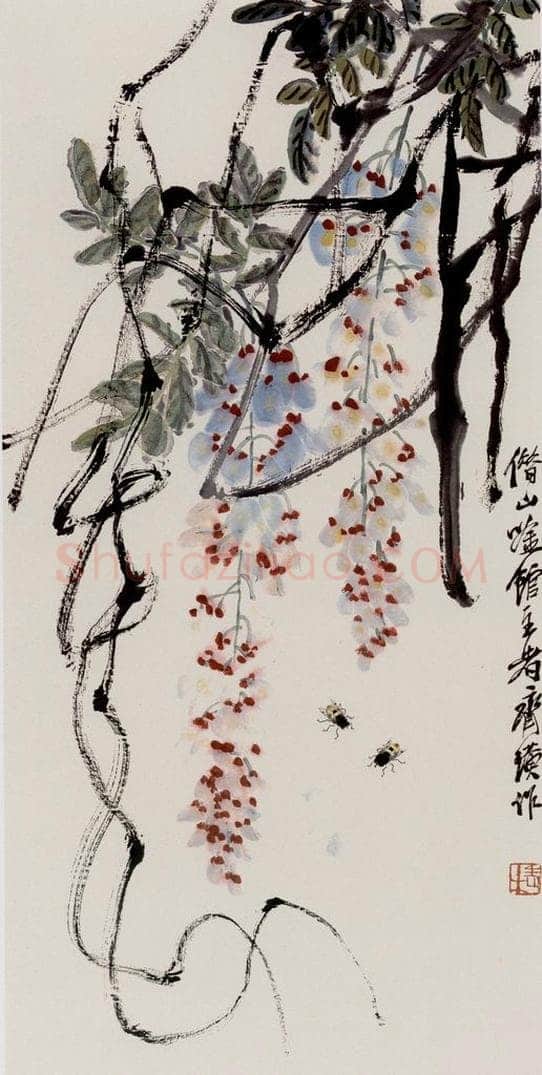  齐白石 紫藤蜜蜂 书画作品