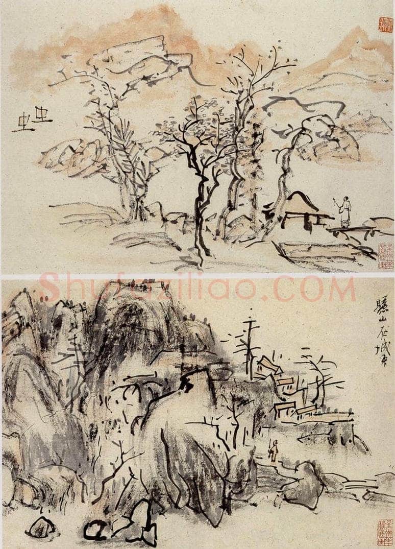  黄宾虹 写生山水册页 书画作品