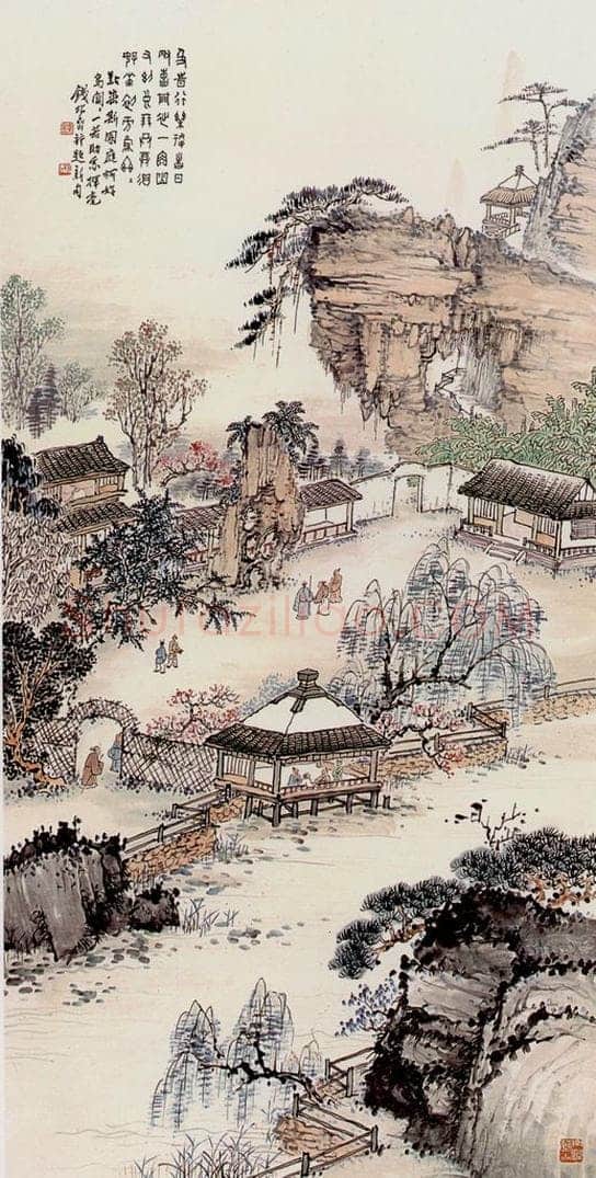  钱松嵒 深山会友 书画作品