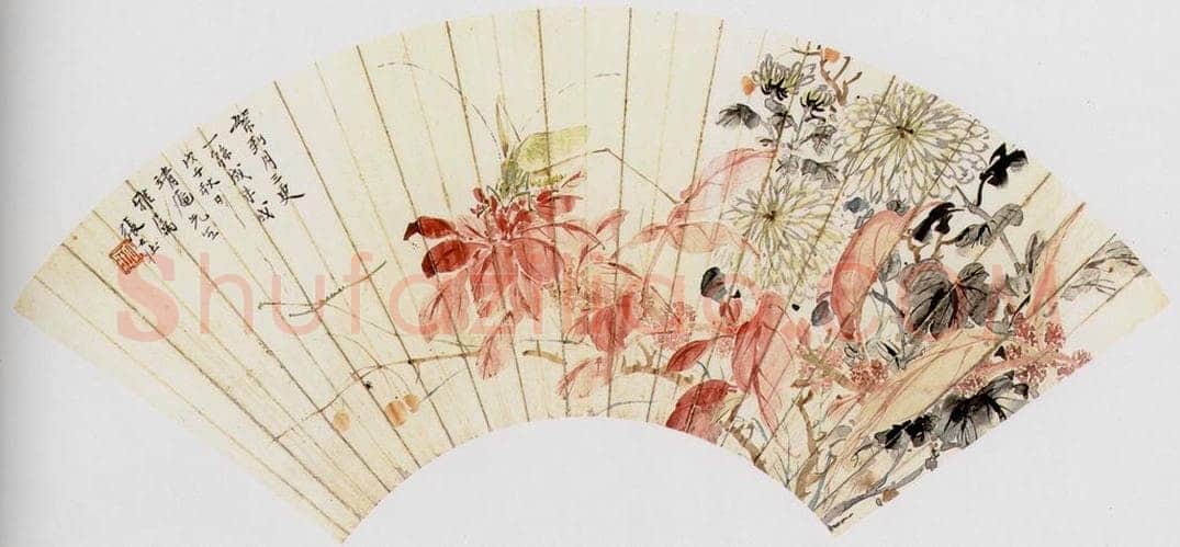  张大壮 菊花草丛 书画作品