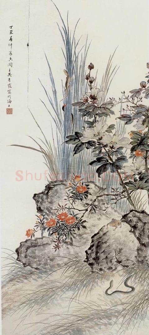  吴青霞 五福图 书画作品