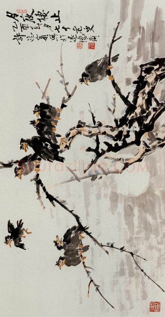  许鸿宾 《月夜栖止》 书画作品