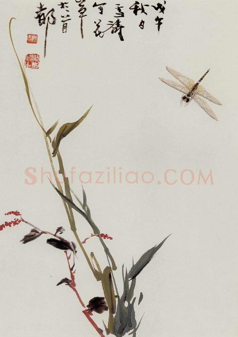 许鸿宾 《红蓼蜻蜓》 书画作品