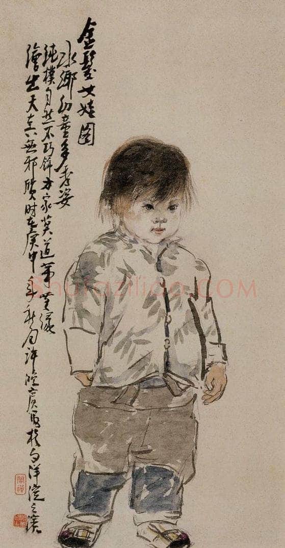  许鸿宾 《金发女娃图》 书画作品