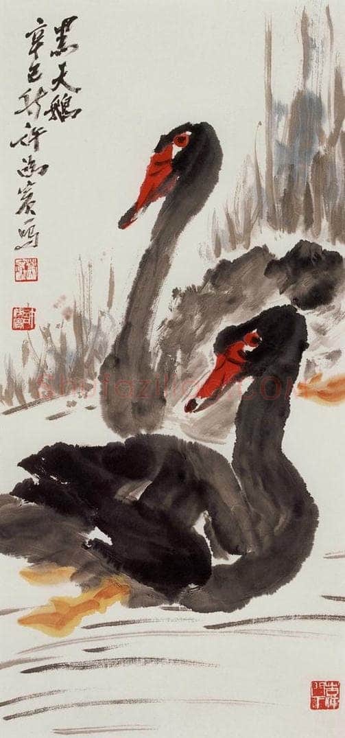  许鸿宾 《黑天鹅》 书画作品