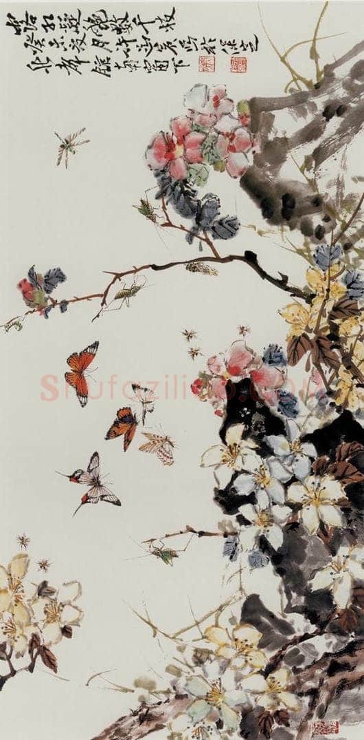 许鸿宾 《露红凝艳数千枝》 书画作品