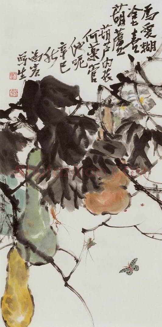  许鸿宾 《为爱糊涂喜葫芦》 书画作品