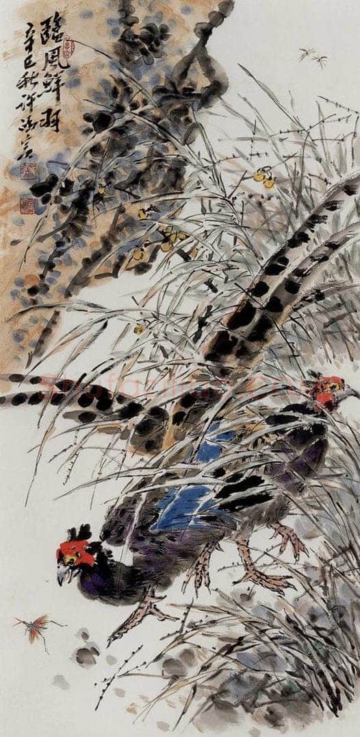  许鸿宾 《临风鲜羽》 书画作品