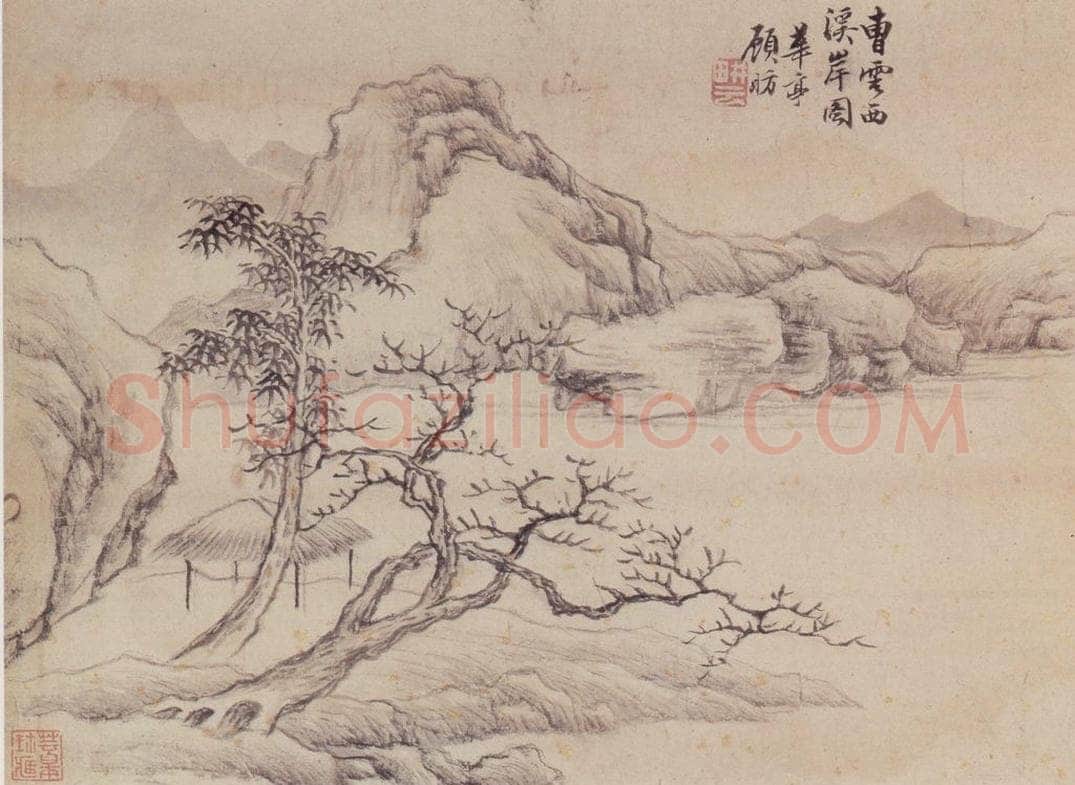 顾昉 仿古山水册 书画作品