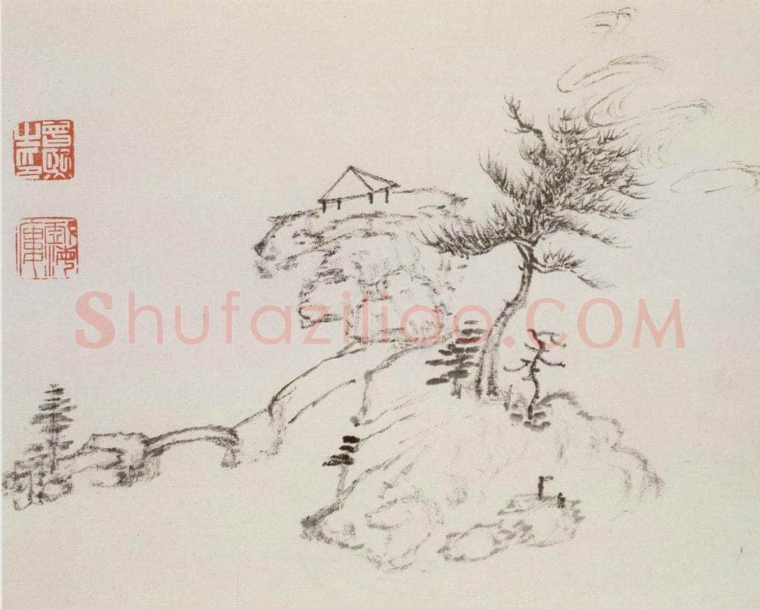 清 曾熙 干笔山水册 书画作品