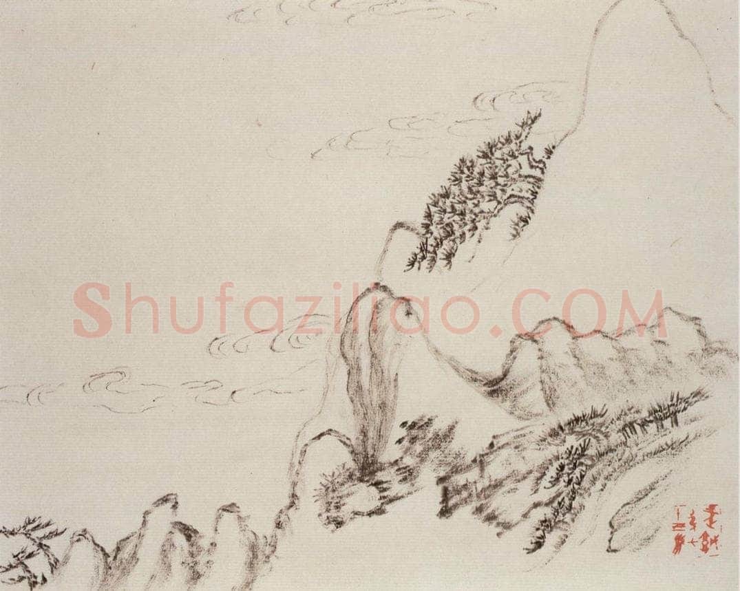 清 曾熙 干笔山水册 书画作品