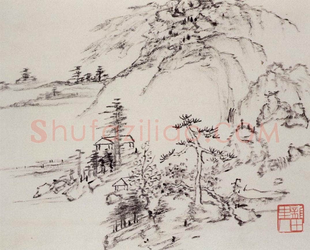 清 曾熙 干笔山水册 书画作品