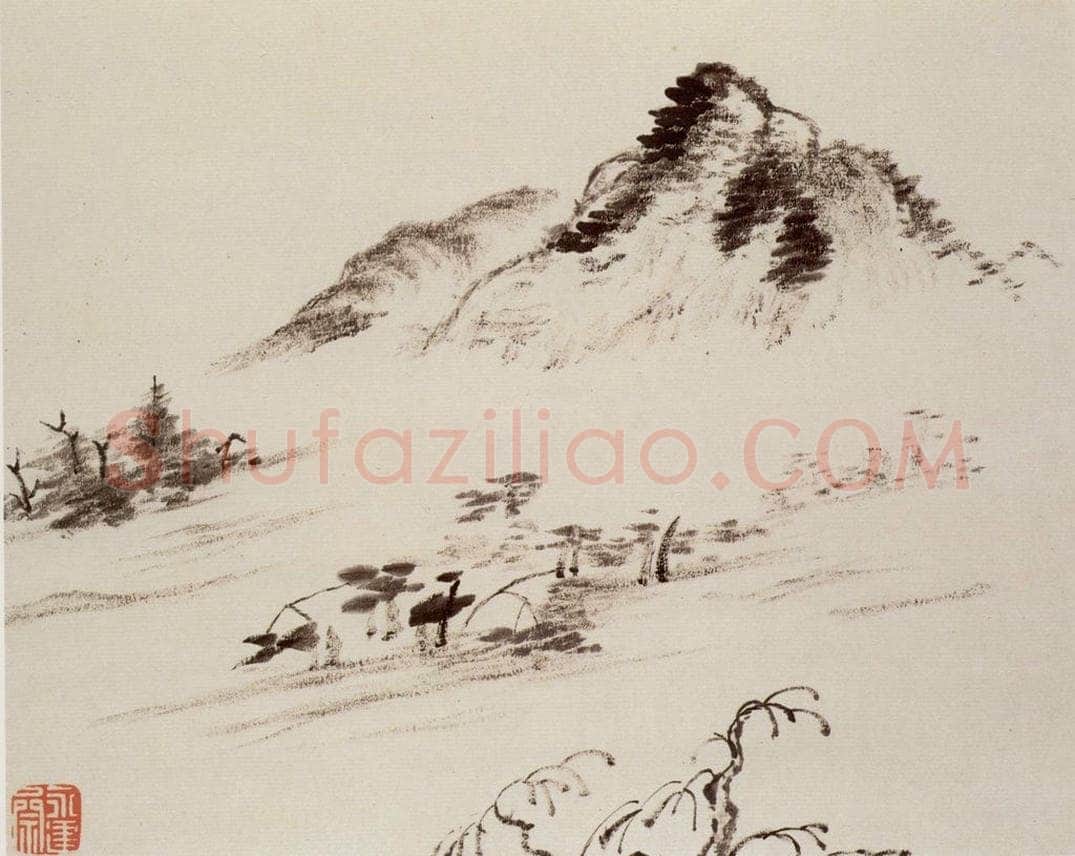 清 曾熙 干笔山水册 书画作品