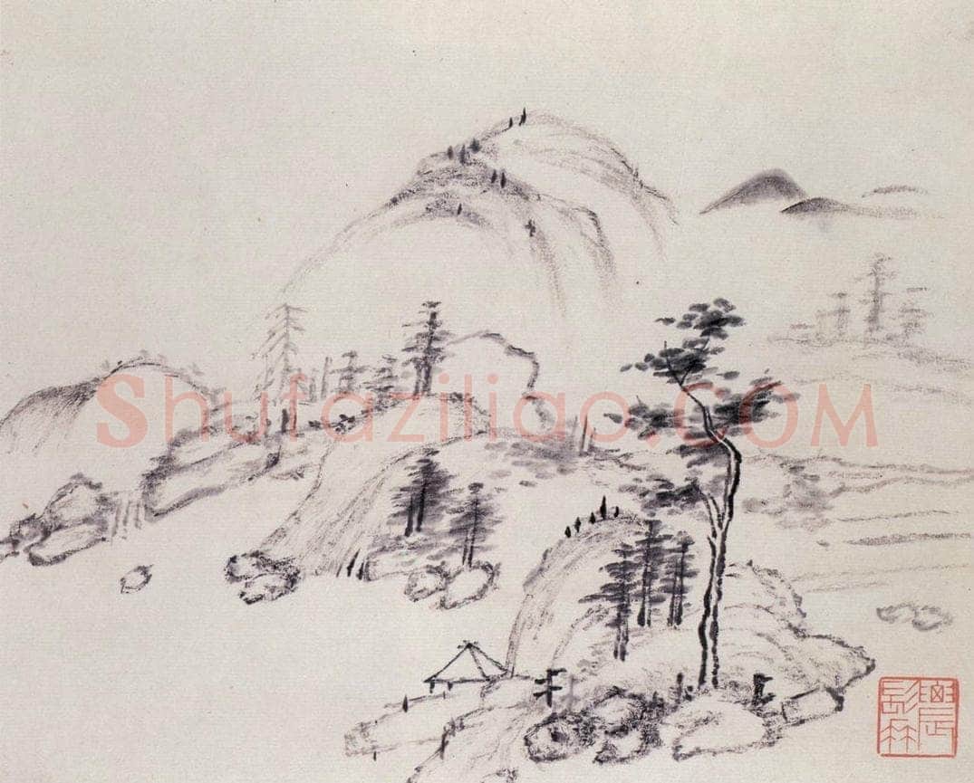 清 曾熙 干笔山水册 书画作品