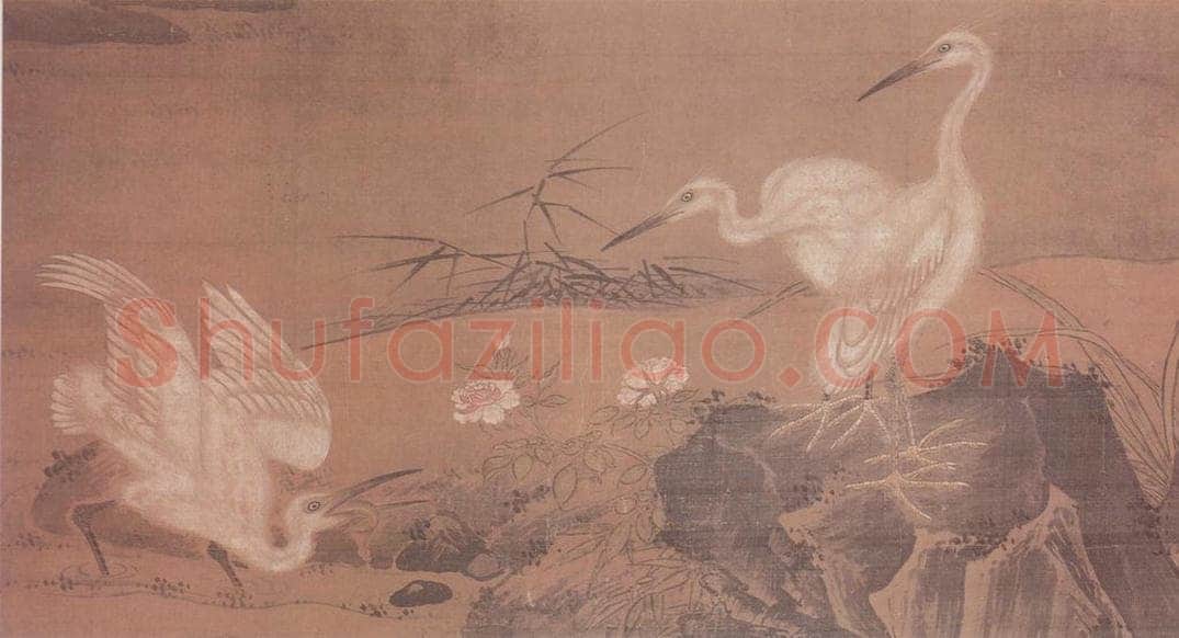 明 无款 溪千三鹭图卷(附局部图) 书画作品
