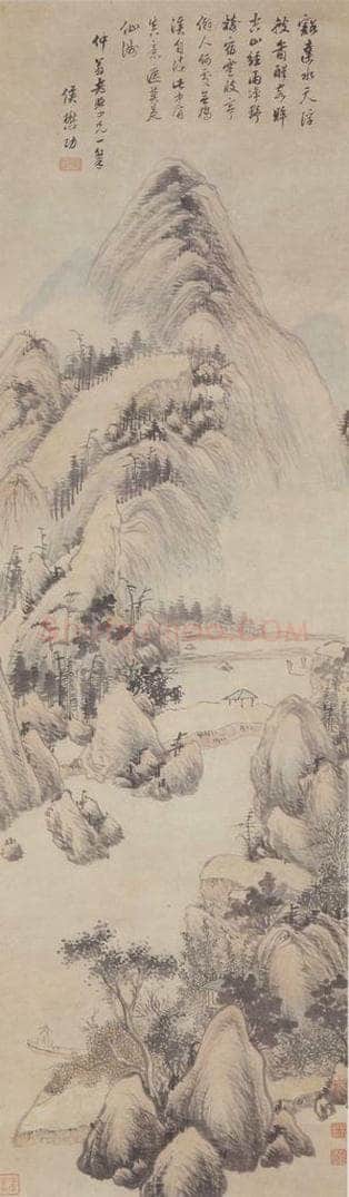 明 侯懋功 空山经雨图轴 书画作品