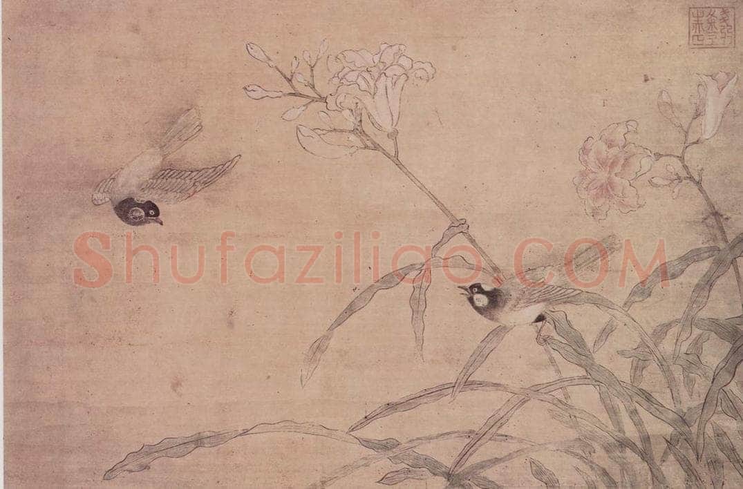 明 无款 双鸟图页 书画作品