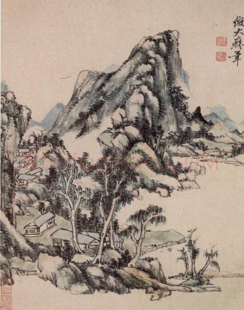 王原祁 仿古山水册 书画作品