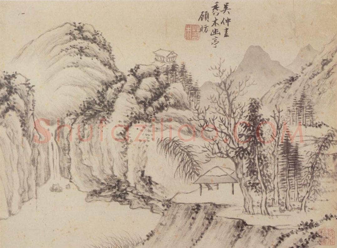  顾昉 仿古山水册 书画作品