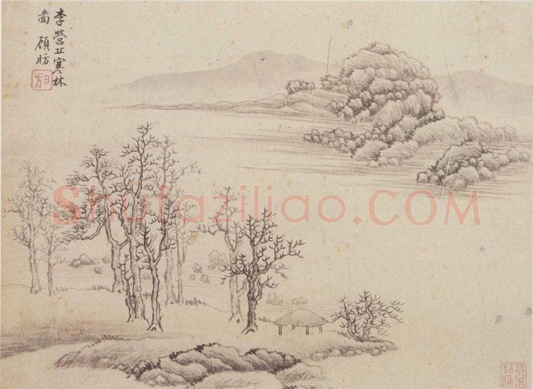  顾昉 仿古山水册 书画作品
