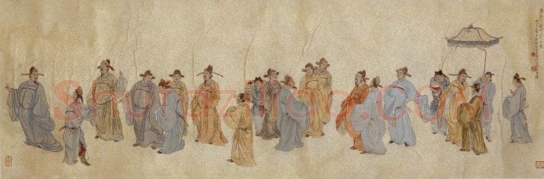  徐燕孙 《唐弘文馆十八学士图》 书画作品