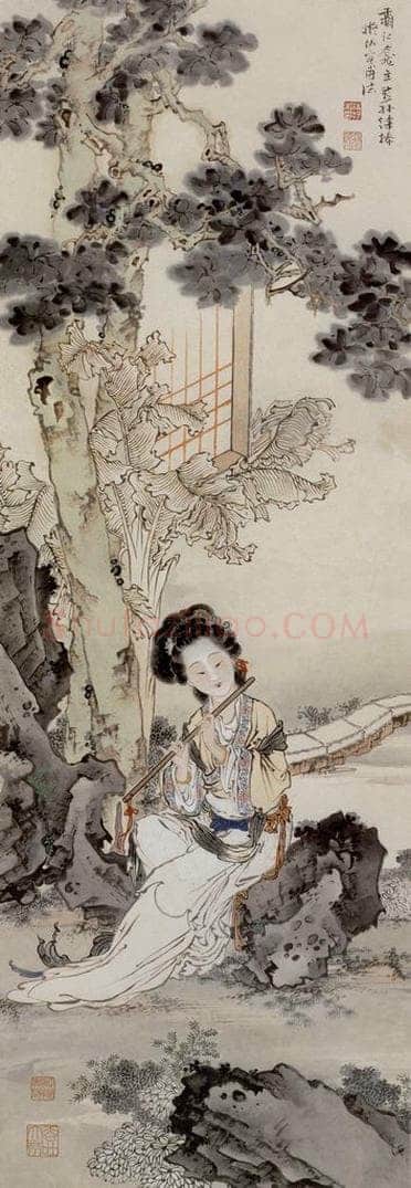  徐燕孙 《桐阴吹箫》 书画作品