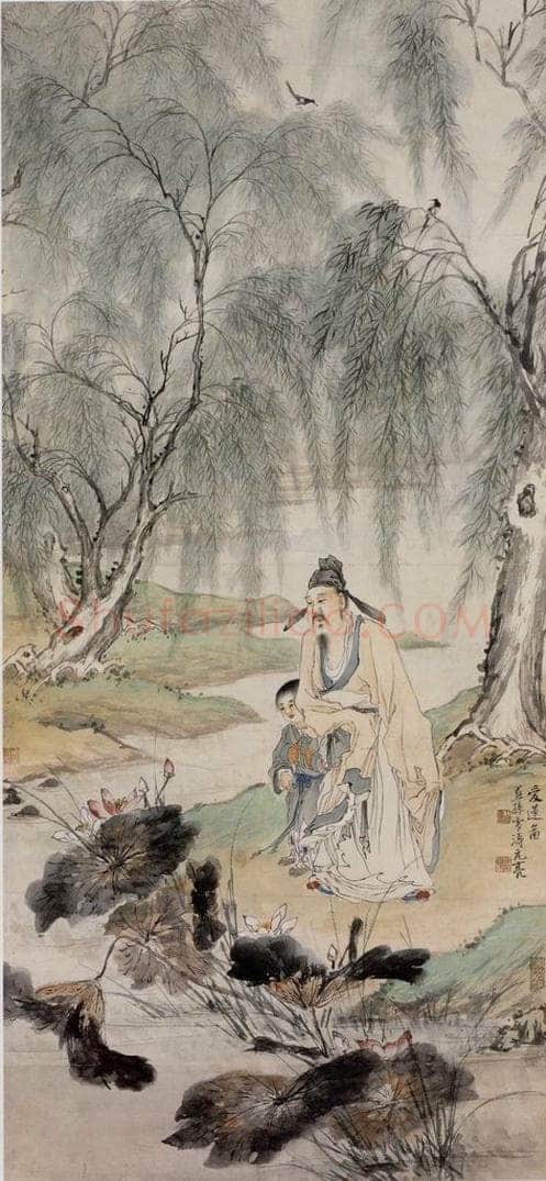  徐燕孙 《爱莲图》 书画作品