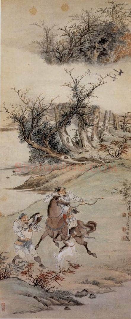  徐燕孙 《狩猎图》 书画作品