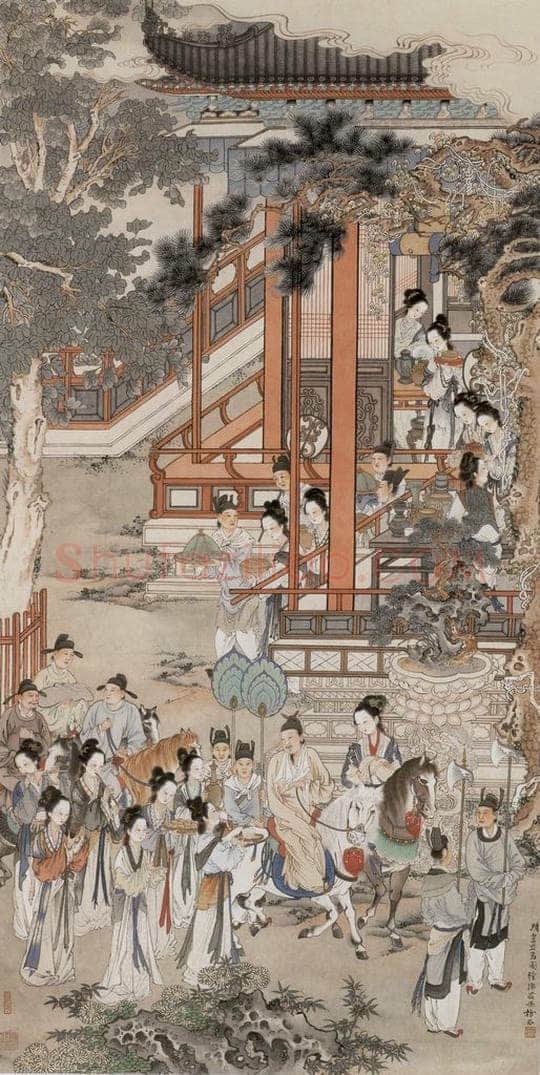 1936年 徐燕孙 《明皇并马图》 书画作品