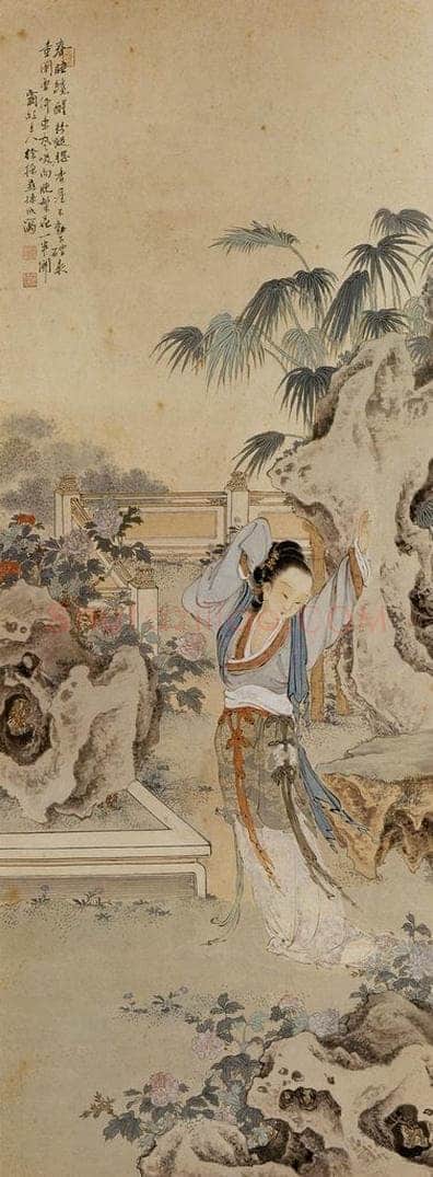  徐燕孙 《春睡才醒》 书画作品
