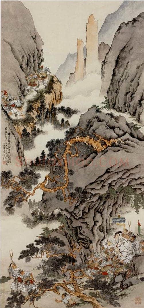  徐燕孙 《钟进士畋猎图》 书画作品