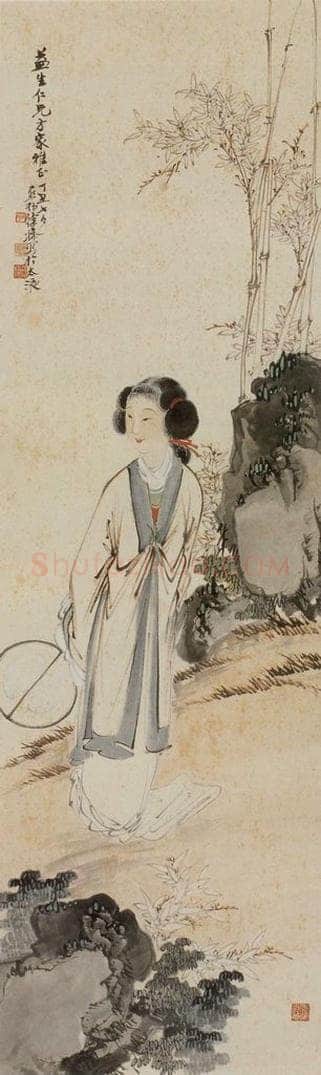1937年 徐燕孙 《执扇仕女》 书画作品