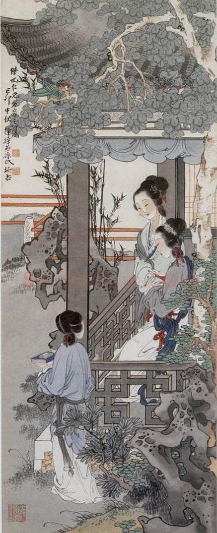  徐燕孙 《桐阴仕女》 书画作品
