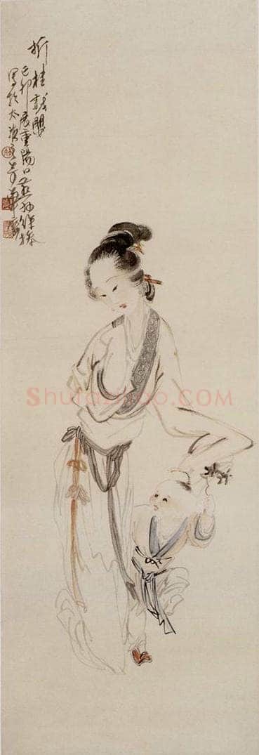  徐燕孙 《折桂戏婴》 书画作品