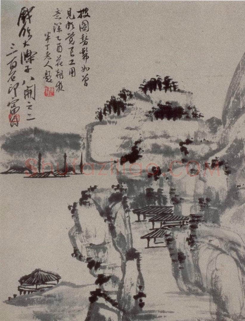 1922年 齐白石 《访石涛山水》 书画作品