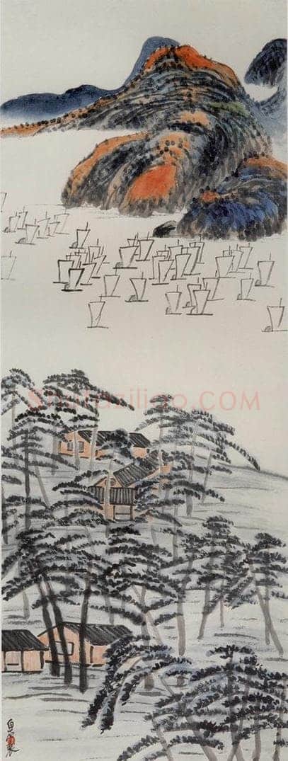约1924年 齐白石 《江上千帆图》 书画作品