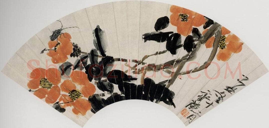 1926年 齐白石 《茶花天牛》 书画作品