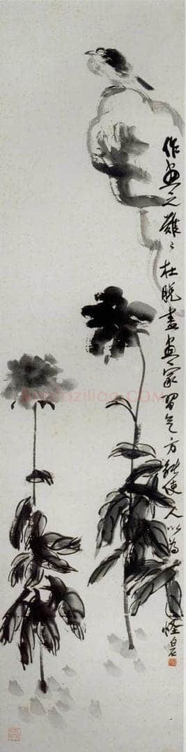 约1920年 齐白石 《牡丹小鸟》 书画作品