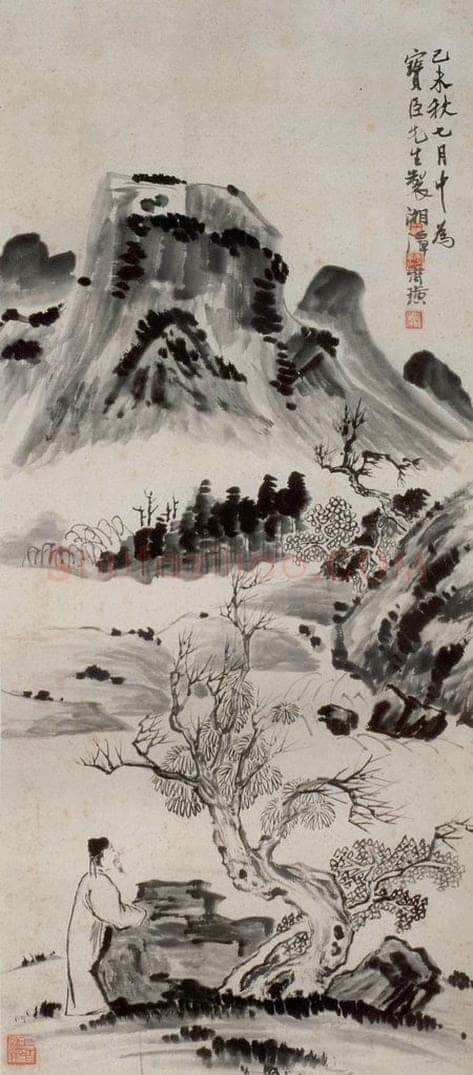 1919年 齐白石 《山水人物》 书画作品